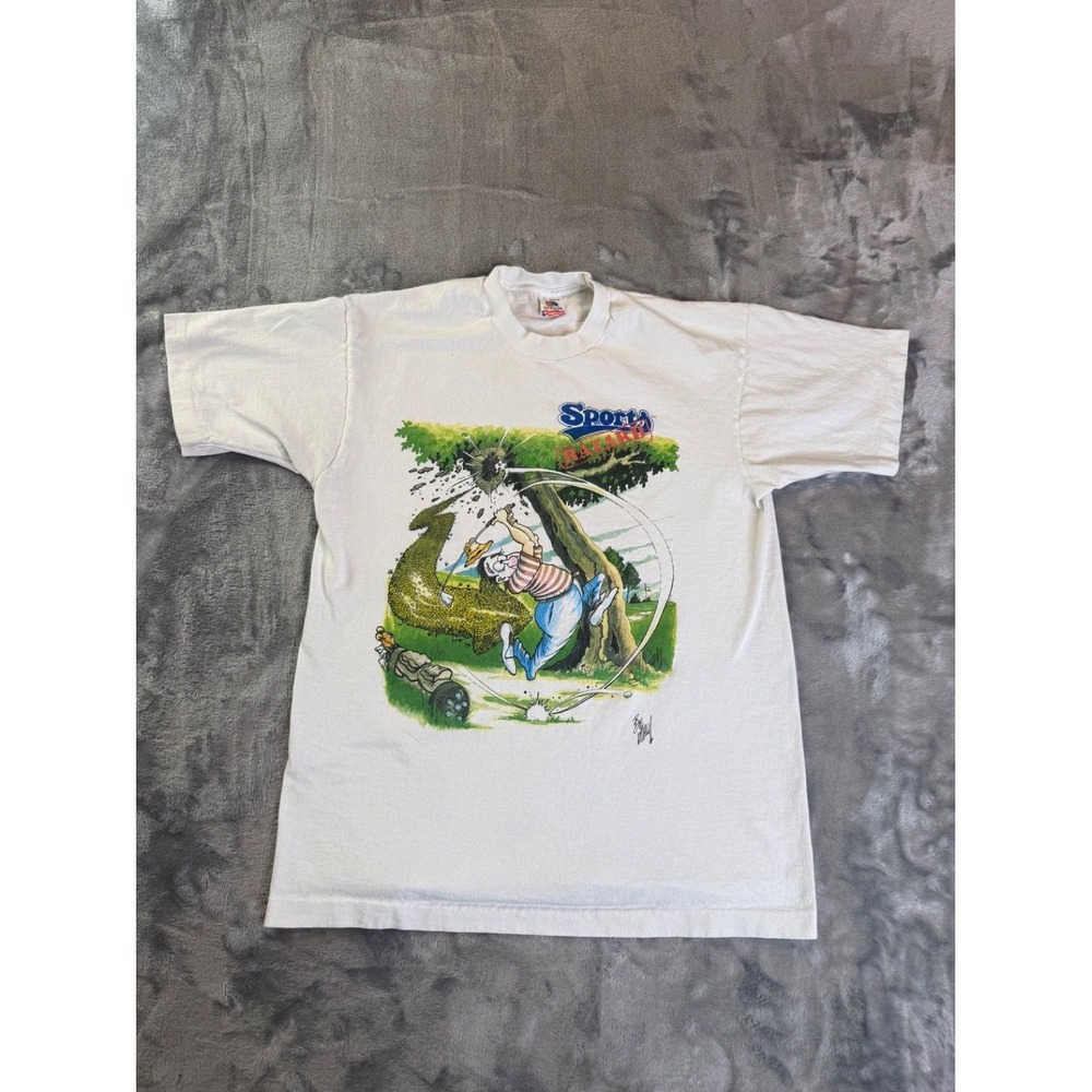 Vintage 90's Sports Hazard Golf Cartoon T Shirt L Double Sided Bill Maul Art L